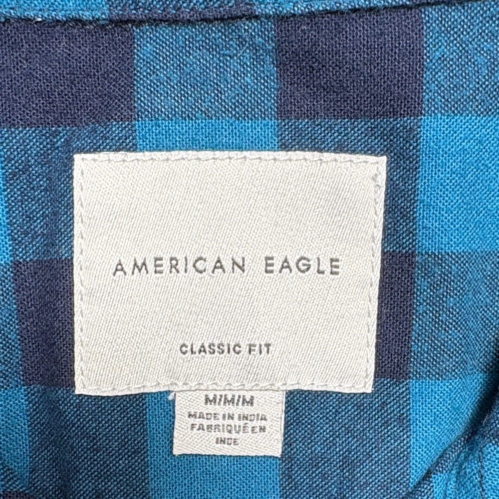 American Eagle Outfitters Blue Plaid Casual Button Down Shirt - Picture 2 of 7